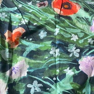 Anthropologie Floral Pillow Cover - Green and Orange